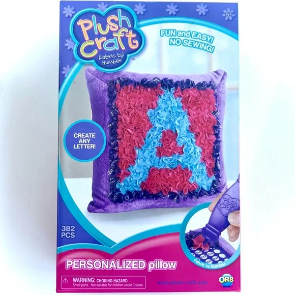 NEW Plush Craft Personalizable Purple Pillow Art Kit Create Any Letter Pink Blue - Picture 1 of 11